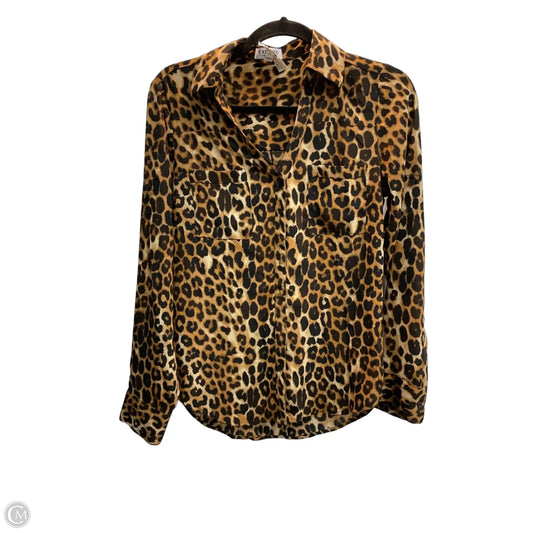 Blouse Long Sleeve By Express In Leopard Print, Size: Xs