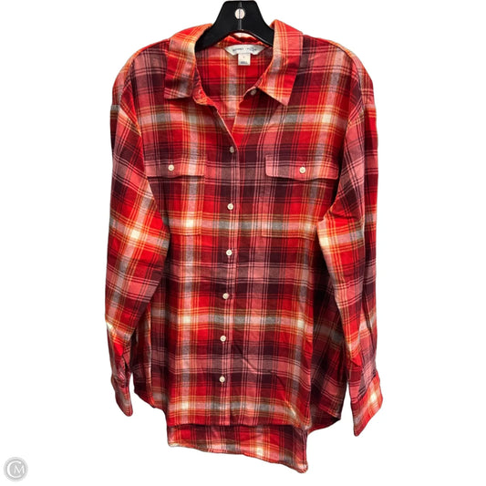 Top Long Sleeve By Old Navy In Plaid Pattern, Size: L