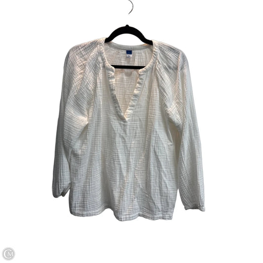 Top Long Sleeve By Old Navy In White, Size: L