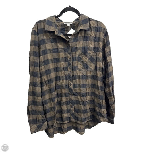 Top Long Sleeve By Beachlunchlounge In Plaid Pattern, Size: Xl