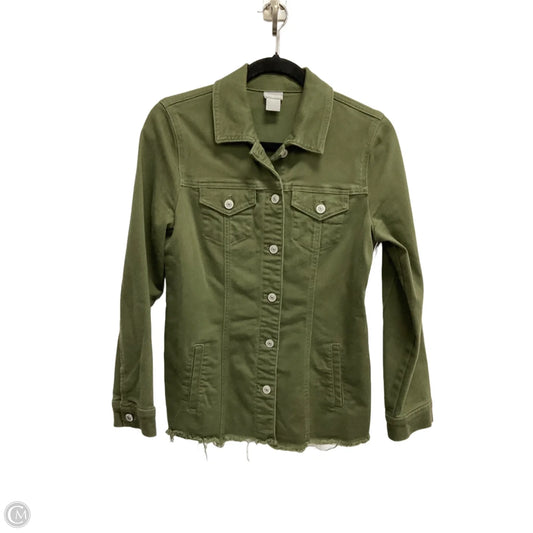 Jacket Denim By Chicos In Green Denim, Size: S