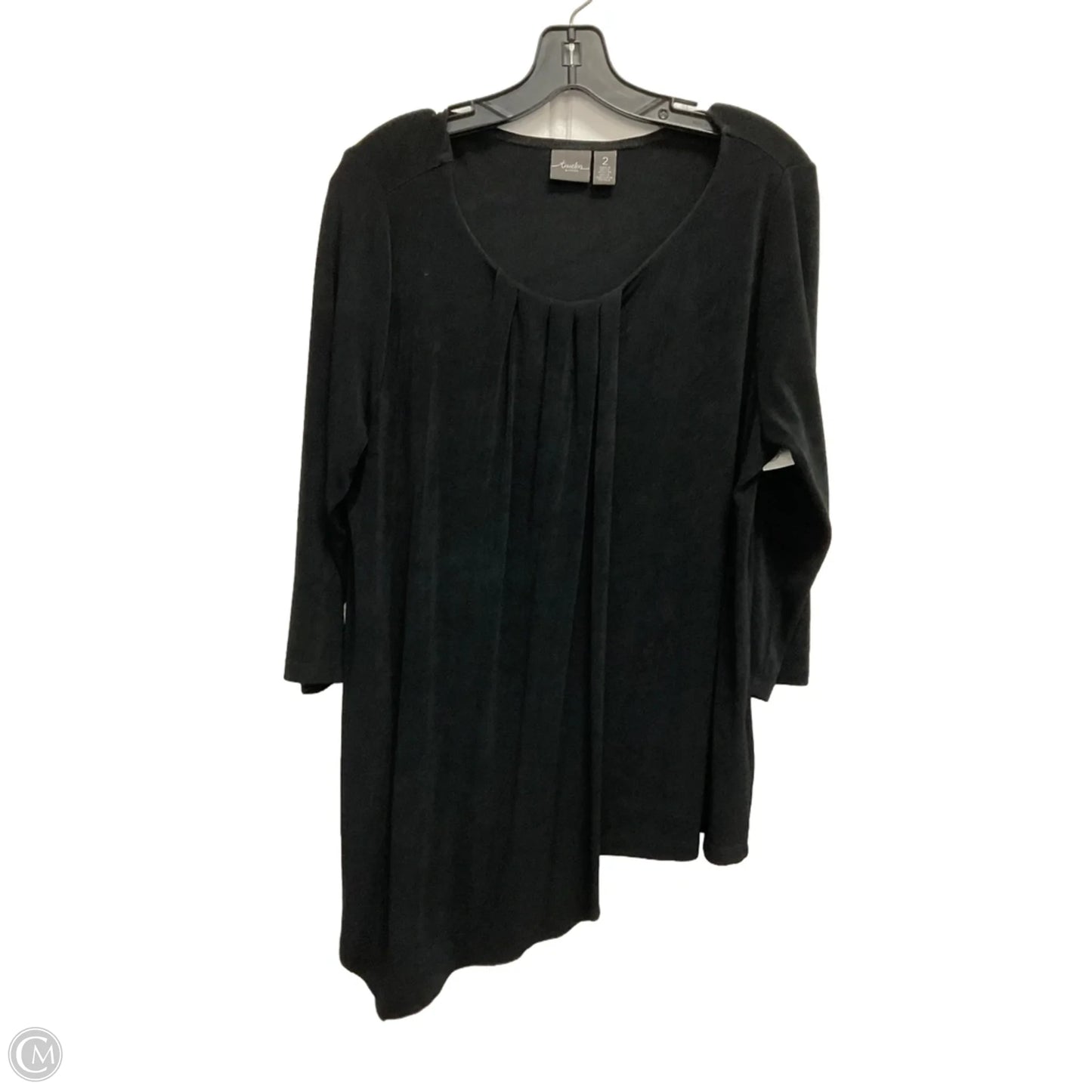 Top 3/4 Sleeve By Chicos In Black, Size: L