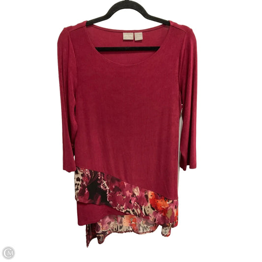 Top 3/4 Sleeve By Chicos In Maroon, Size: M