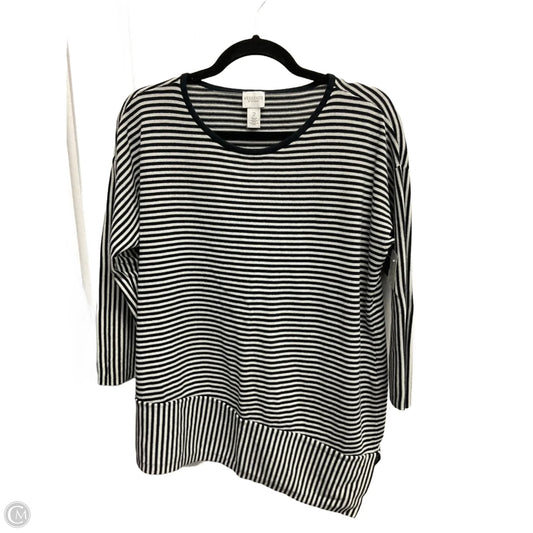 Sweater By Chicos In Striped Pattern, Size: L