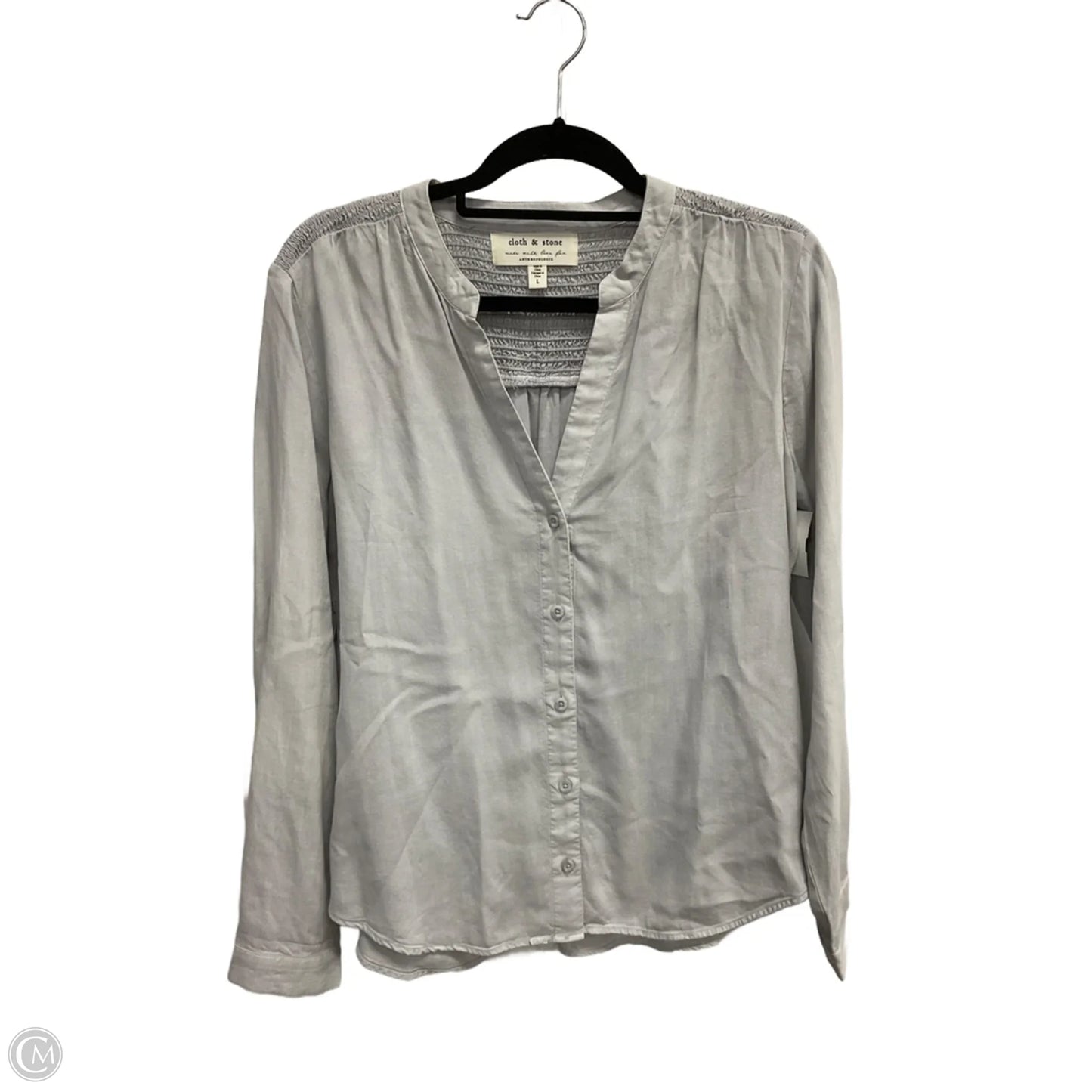 Blouse Long Sleeve By Cloth & Stone In Grey, Size: L
