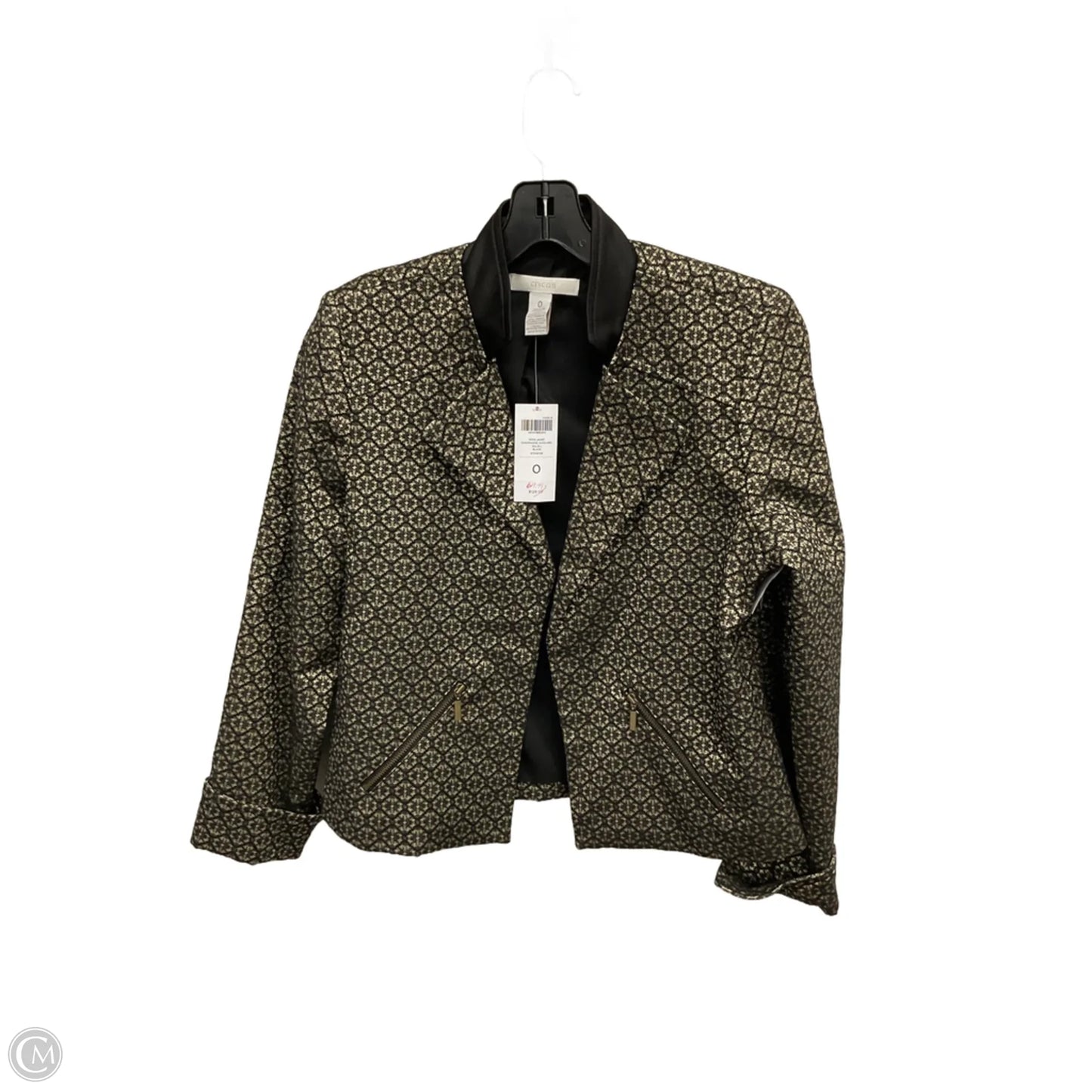 Blazer By Chicos In Black & Gold, Size: S