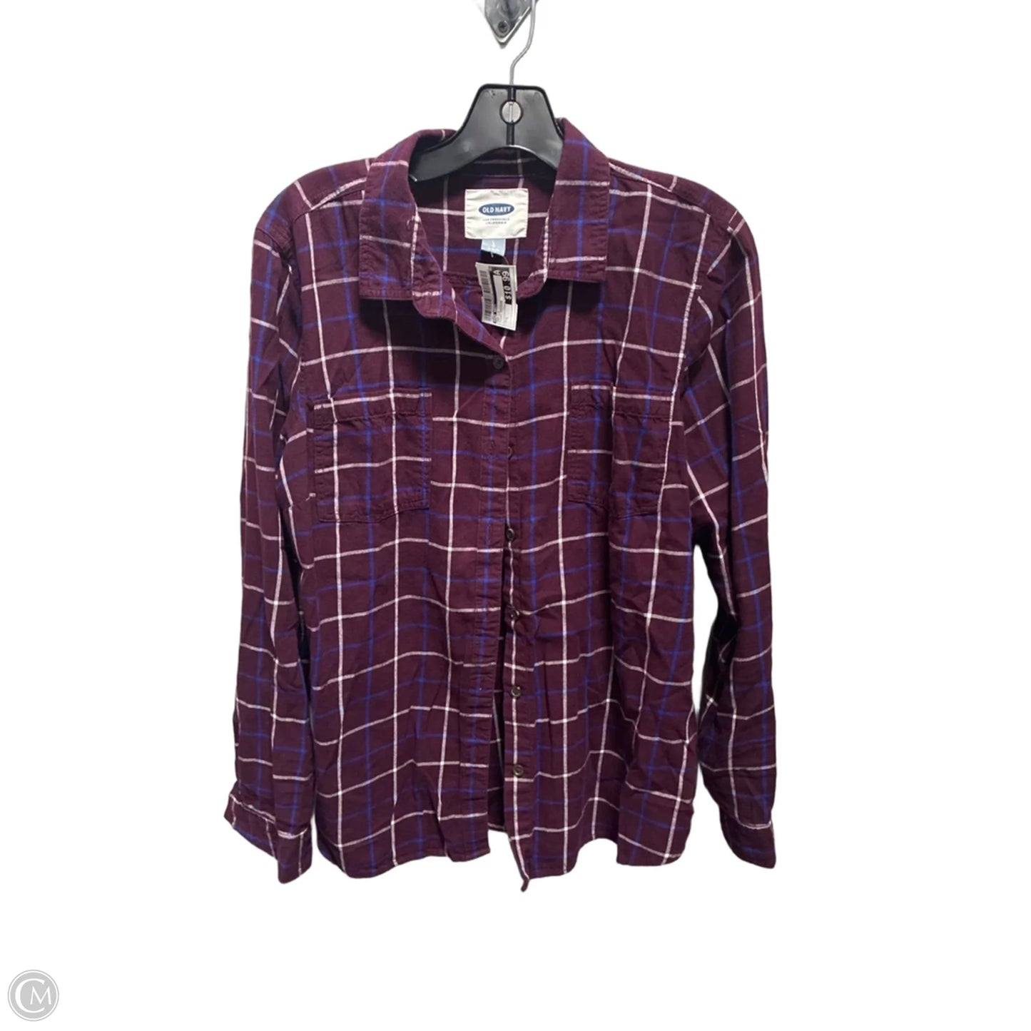 Top Long Sleeve By Old Navy In Plaid Pattern, Size: L