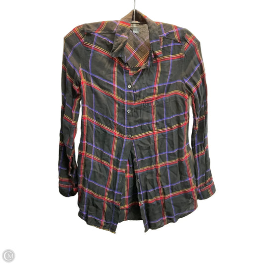Top Long Sleeve By Old Navy In Plaid Pattern, Size: Xs