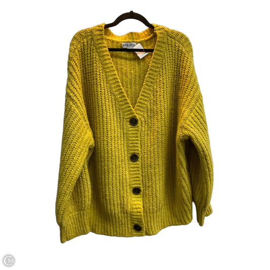 Sweater Cardigan By Ava & Viv In Chartreuse, Size: 4x