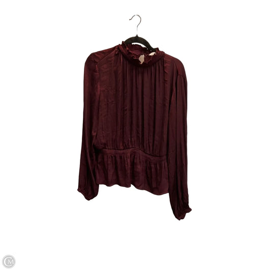 Blouse Long Sleeve By Nine West In Maroon, Size: Xxl