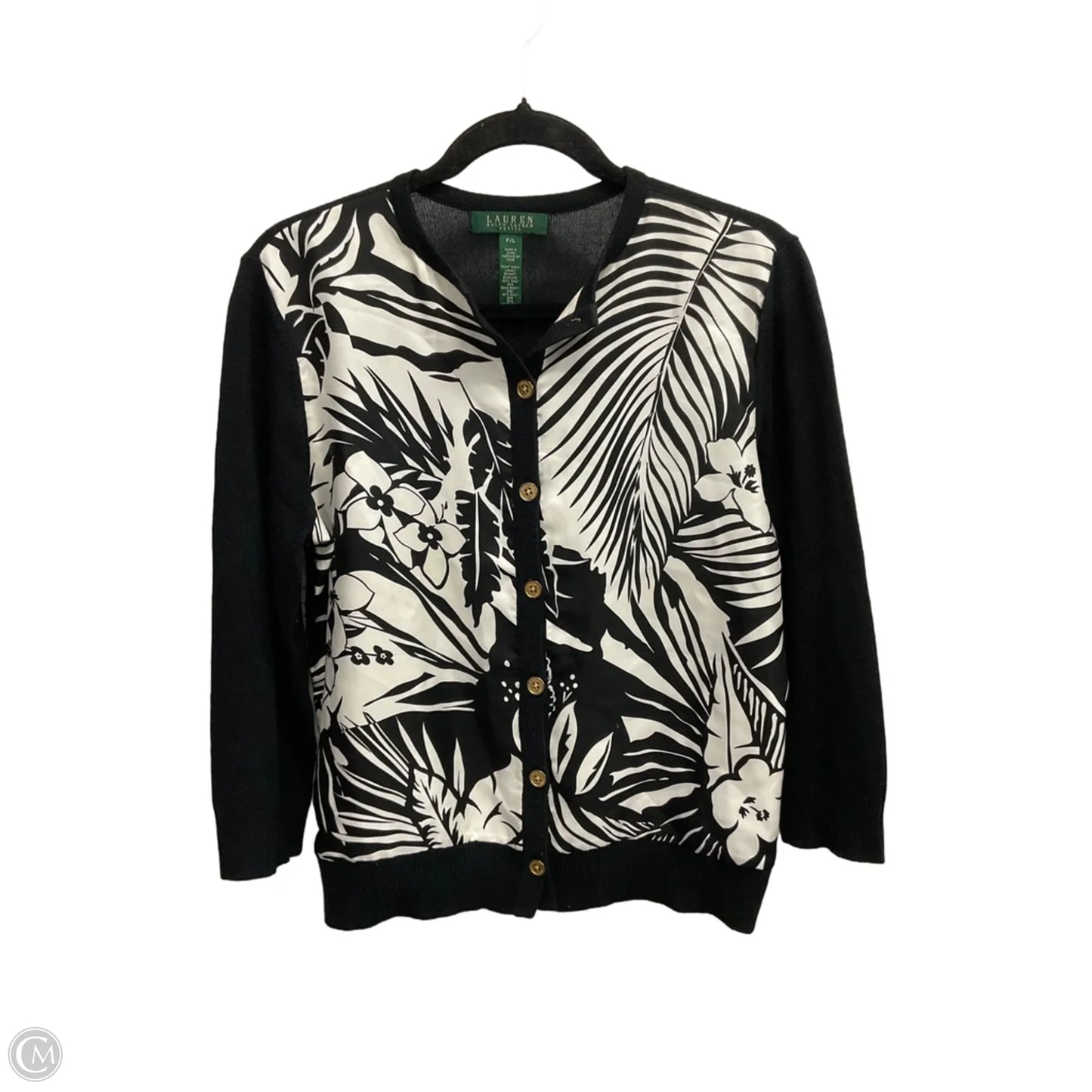 Cardigan By Ralph Lauren In Black & White, Size: Lp