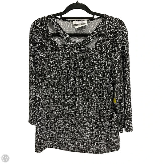 Blouse 3/4 Sleeve By Kasper In Polkadot Pattern, Size: L