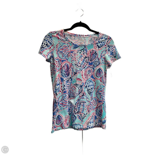 Top Short Sleeve Designer By Lilly Pulitzer In Blue & Pink, Size: S