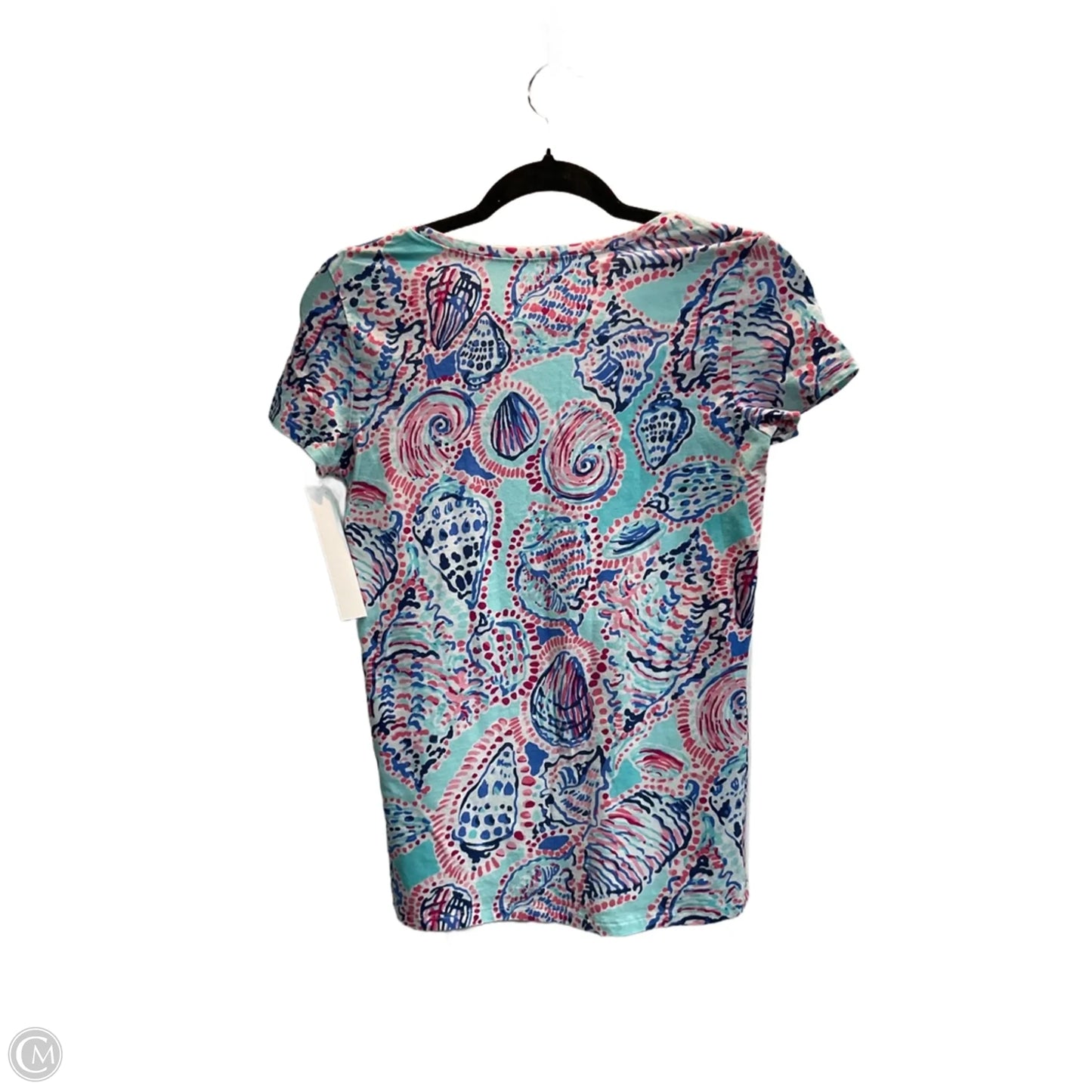 Top Short Sleeve Designer By Lilly Pulitzer In Blue & Pink, Size: S