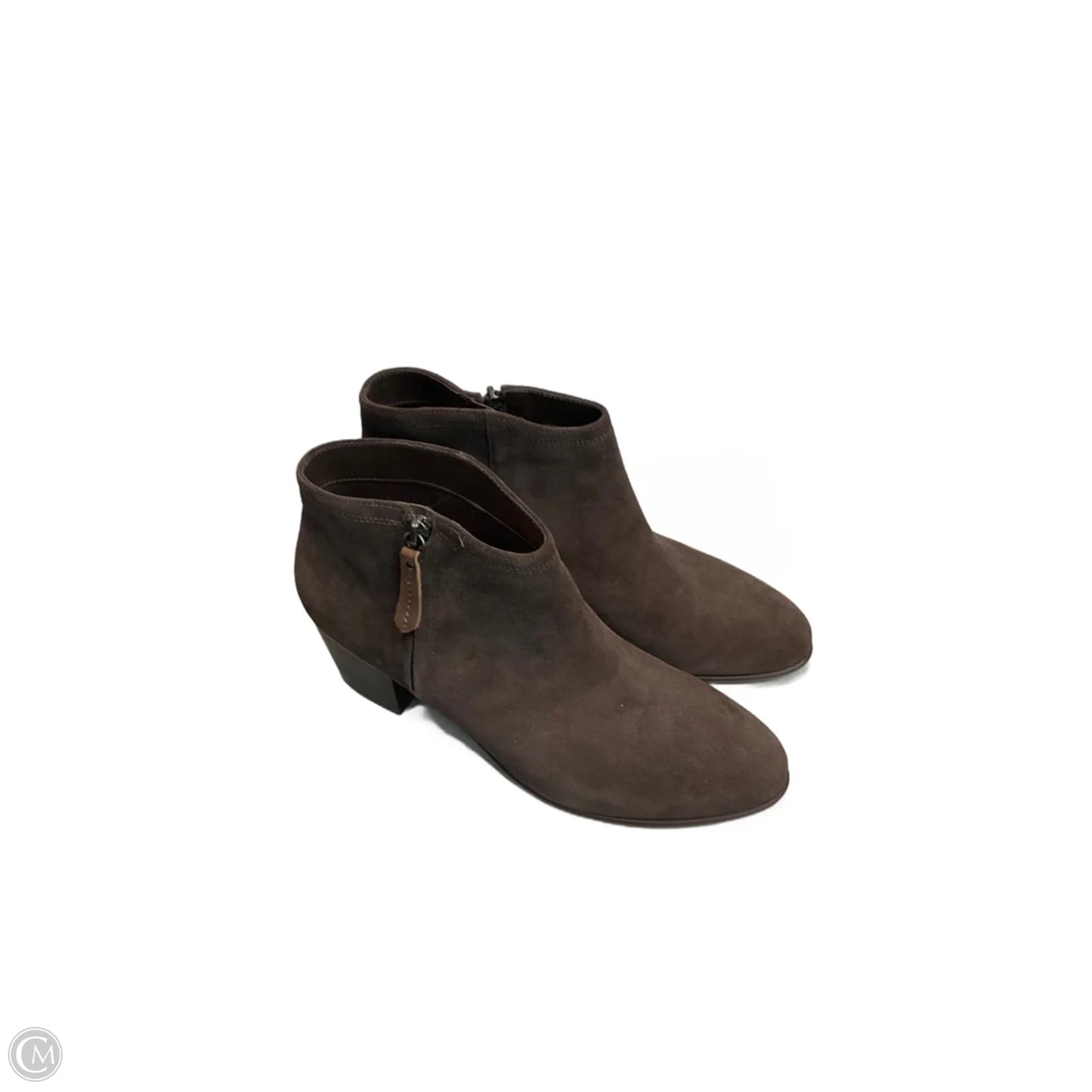 Boots Ankle Heels By Clarks In Brown, Size: 9.5