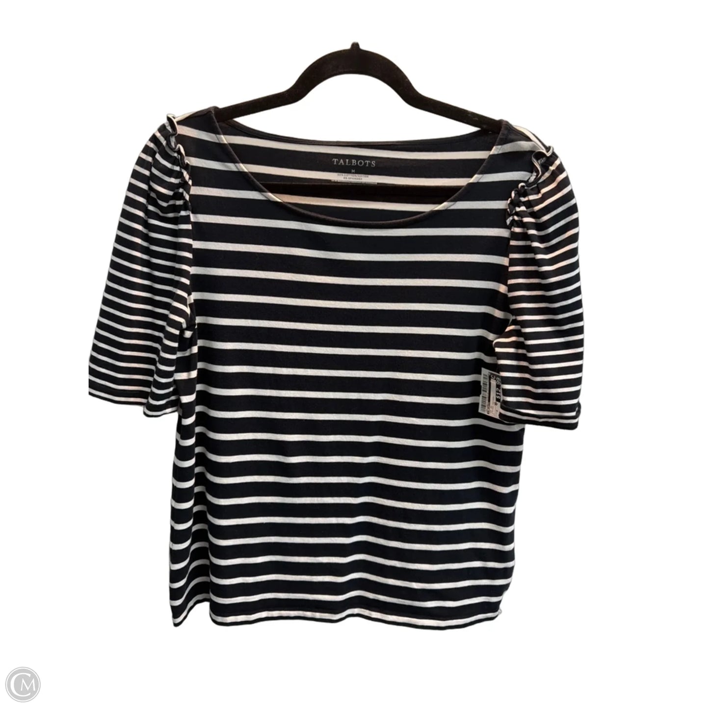 Top Short Sleeve By Talbots In Striped Pattern, Size: M