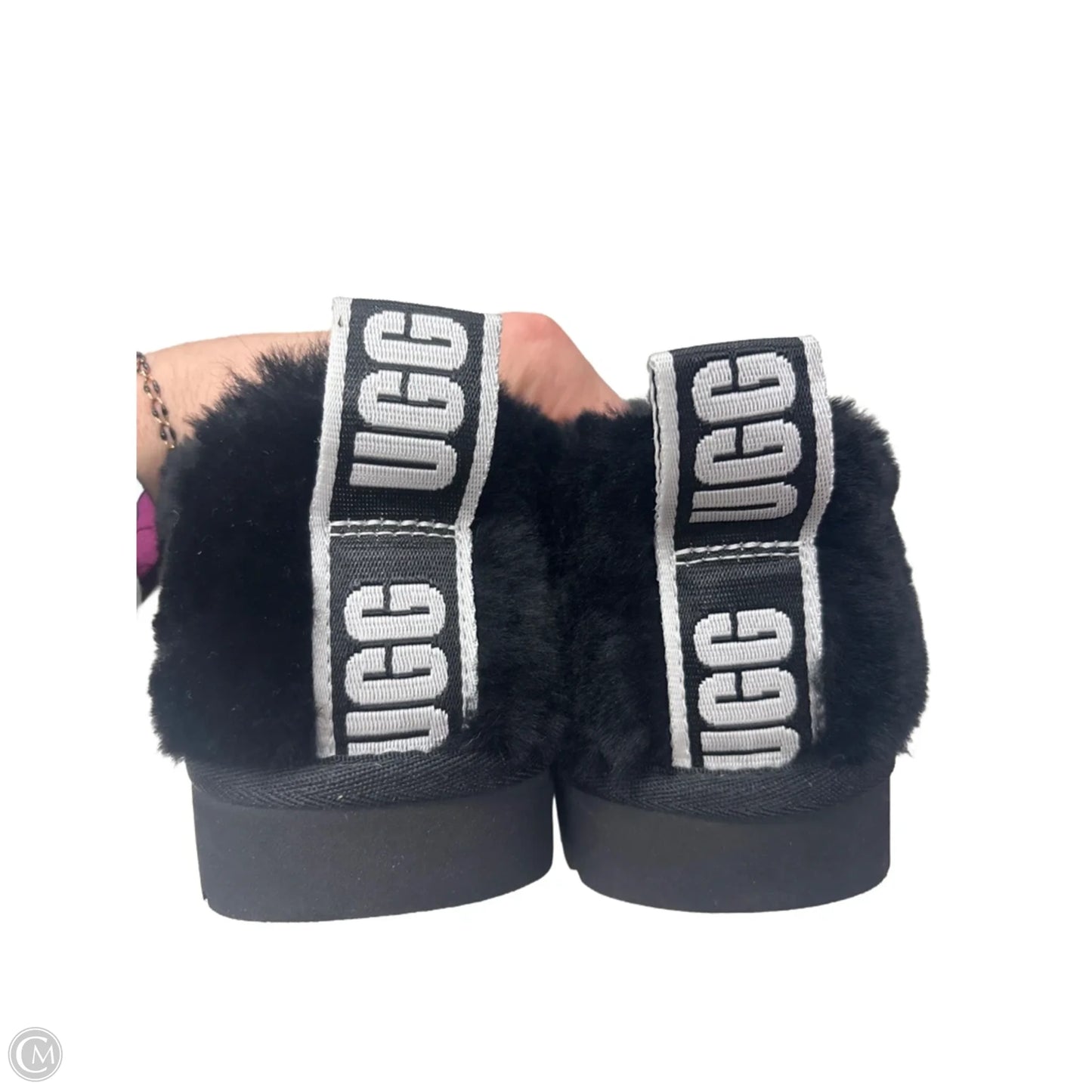 Slippers Designer By Ugg In Black, Size: 8