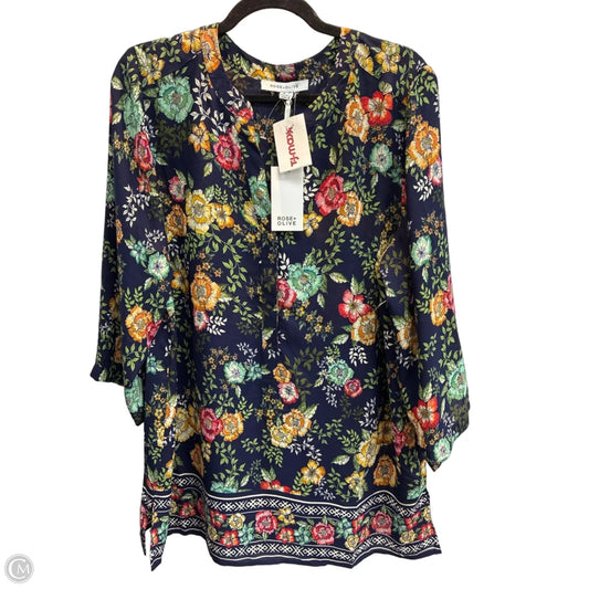 Tunic 3/4 Sleeve By Rose And Olive In Floral Print, Size: 1x