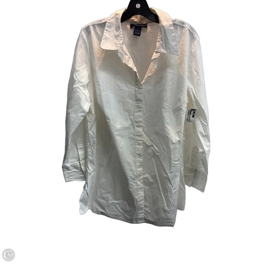 Blouse Long Sleeve By Denim And Company In White, Size: 1x