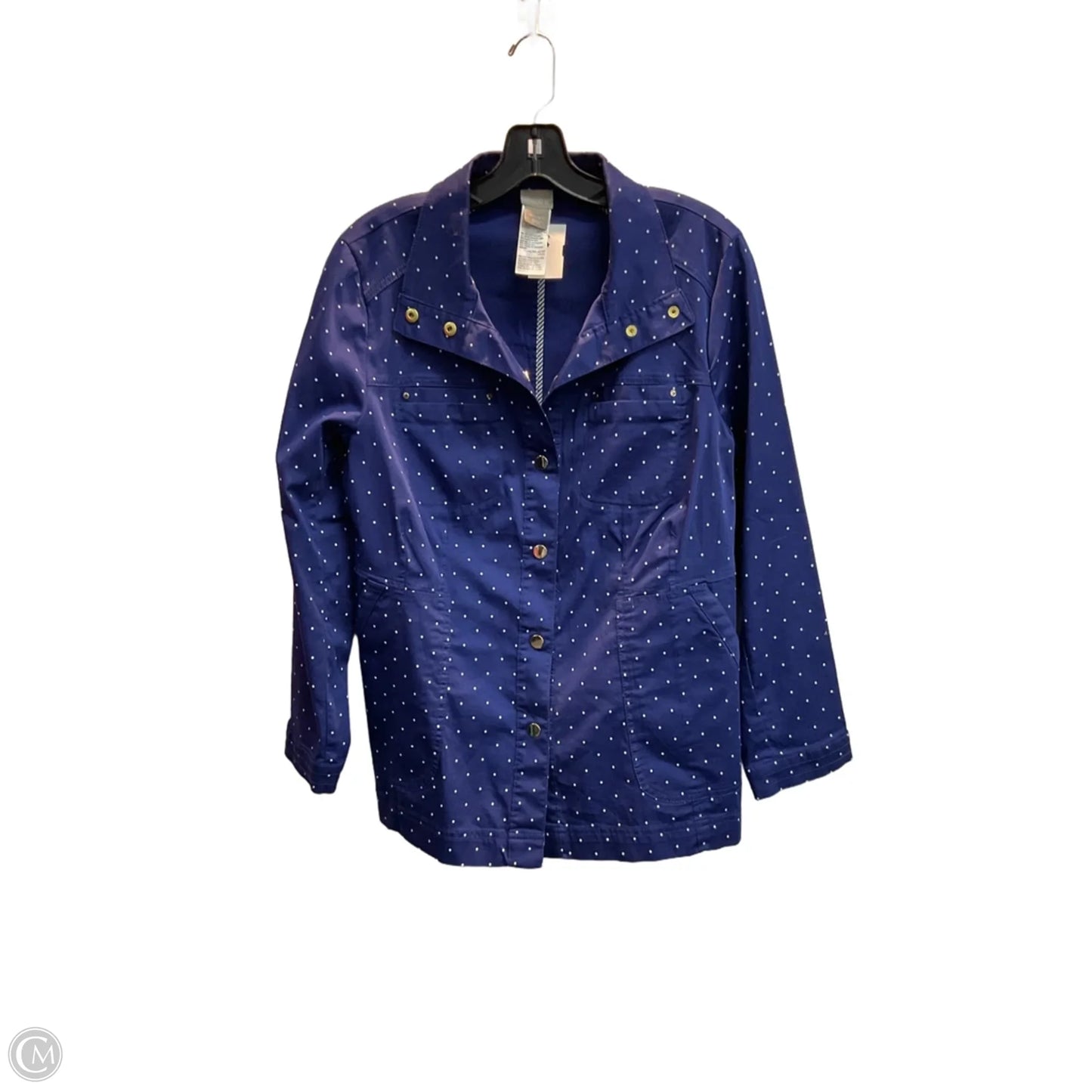 Jacket Windbreaker By Chicos In Polkadot Pattern, Size: M