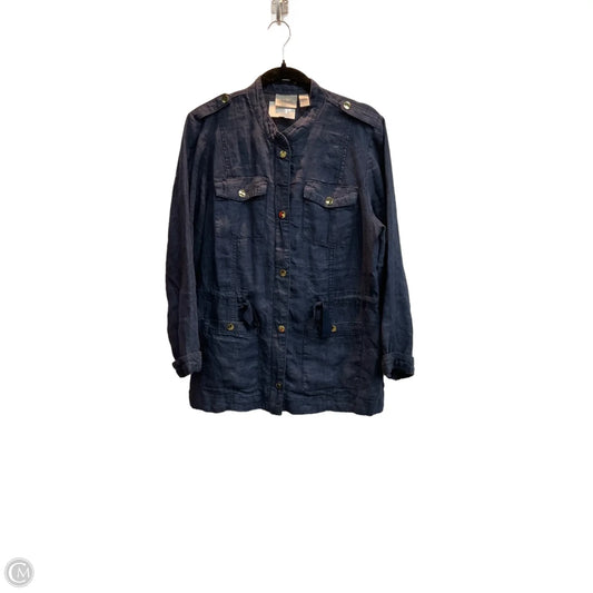 Jacket Utility By Chicos In Blue Denim, Size: M
