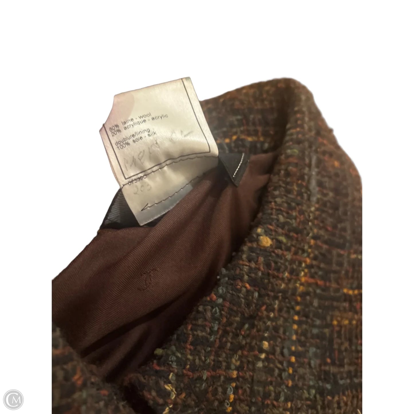 Blazer Luxury Designer By Chanel In Brown, Size: Xl