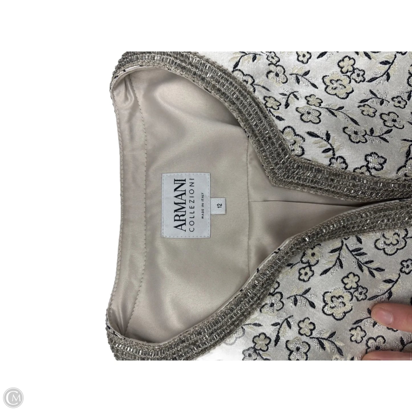 Blazer Luxury Designer By Armani In Floral Print, Size: L