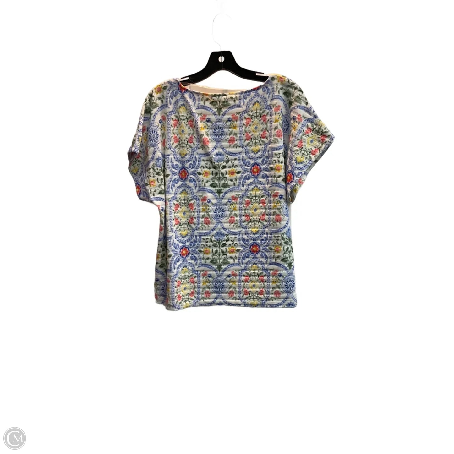 Top Short Sleeve Basic By Chicos In Floral Print, Size: L