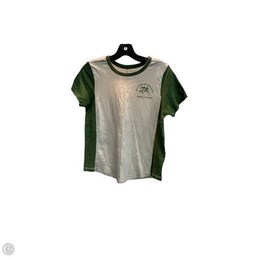 Top Short Sleeve By Pilcro In Green & White, Size: S