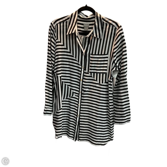 Blouse Long Sleeve By Chicos In Striped Pattern, Size: L