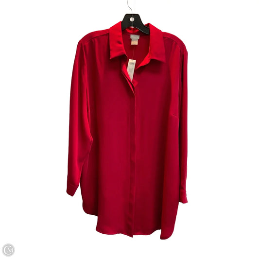 Blouse Long Sleeve By Chicos In Red, Size: L
