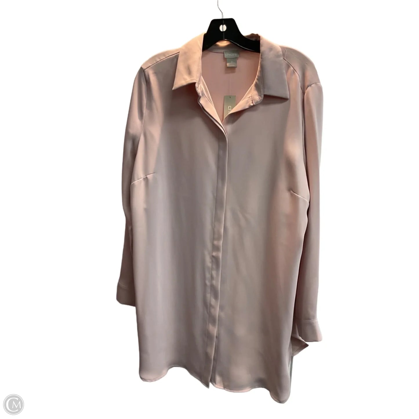 Blouse Long Sleeve By Chicos In Pink, Size: L
