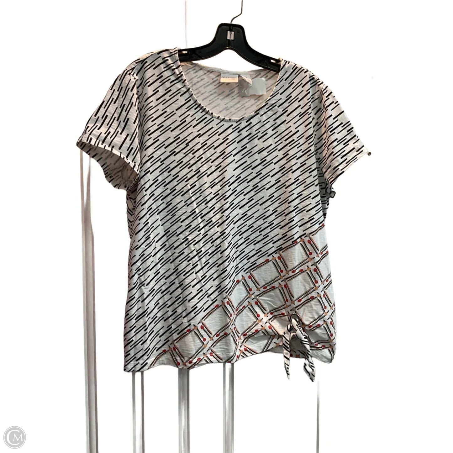 Top Short Sleeve Basic By Chicos In Geometric Pattern, Size: L