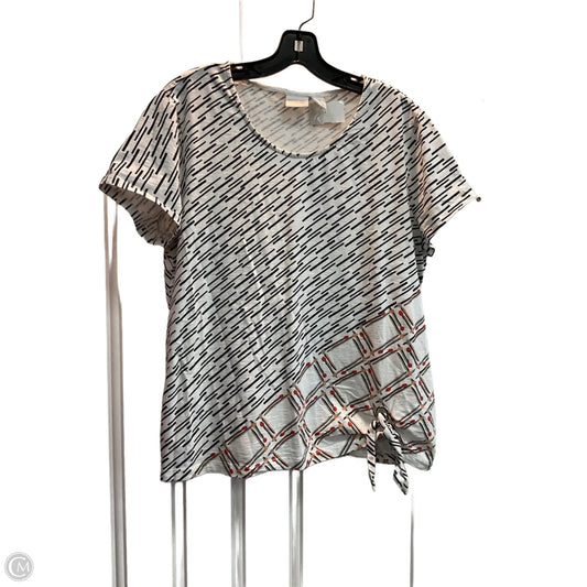 Top Short Sleeve Basic By Chicos In Geometric Pattern, Size: L