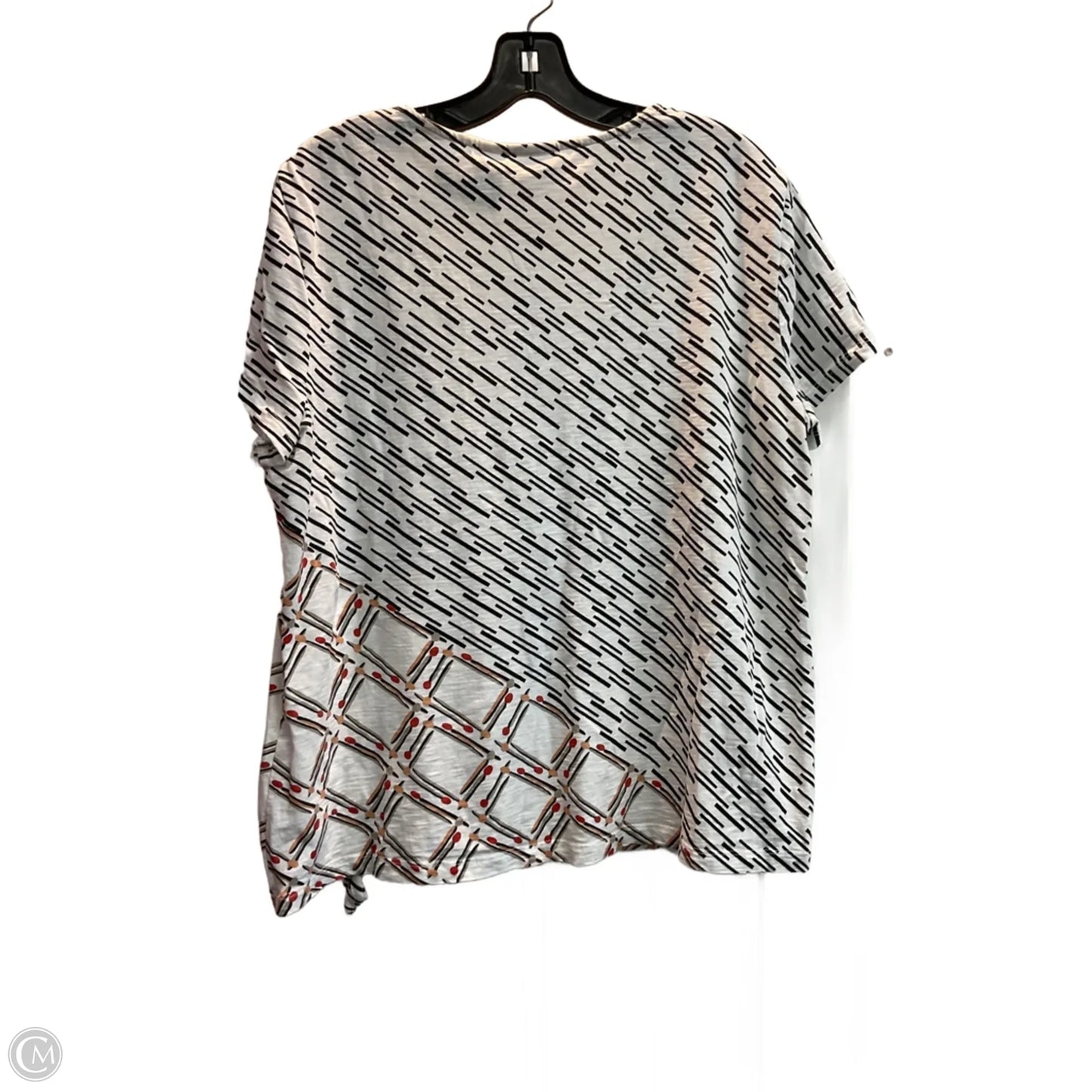 Top Short Sleeve Basic By Chicos In Geometric Pattern, Size: L
