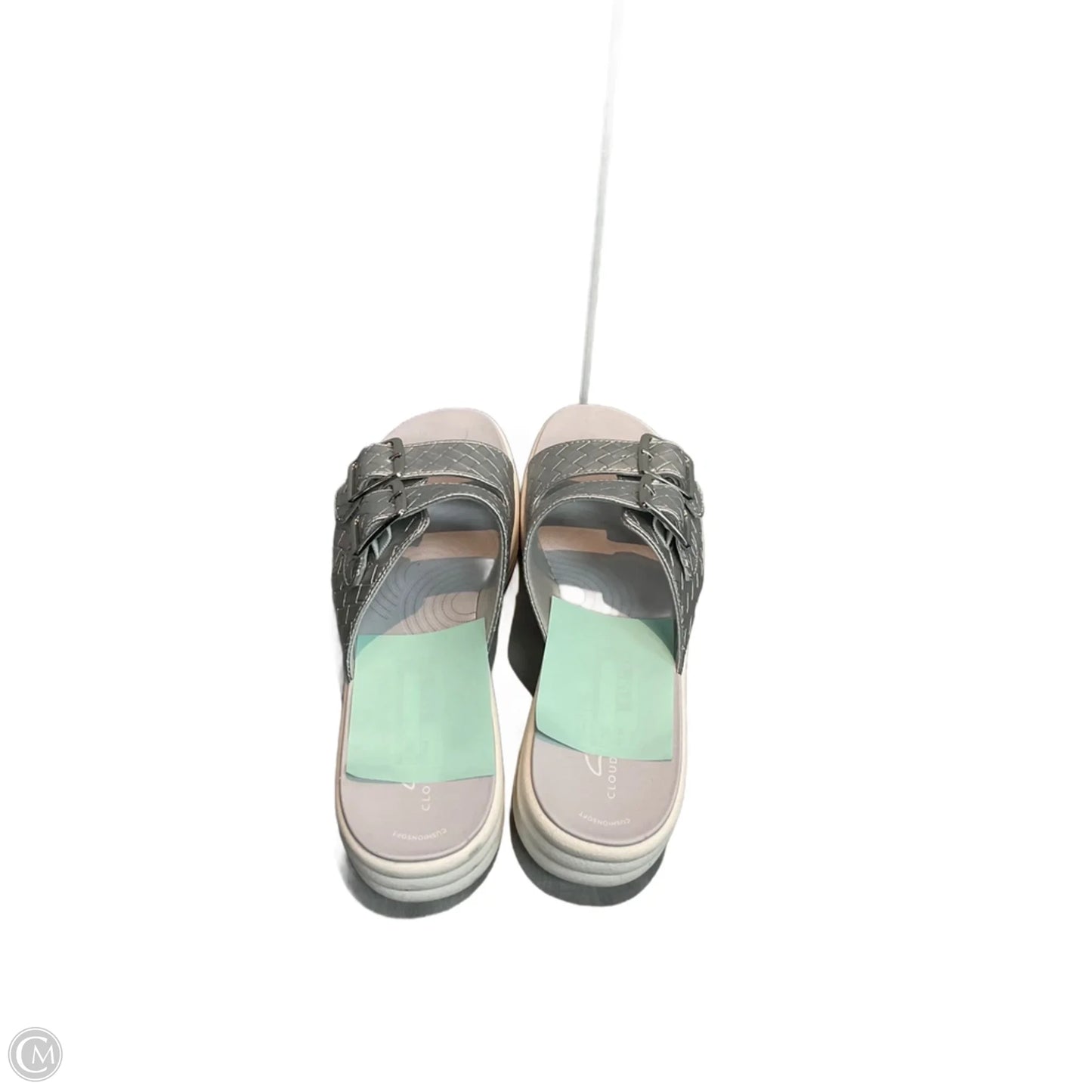 Sandals Flats By Clarks In Silver, Size: 10