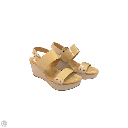 Sandals Heels Wedge By Clarks In Tan, Size: 8.5