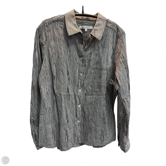 Blouse Long Sleeve By Foxcroft In Checkered Pattern, Size: M