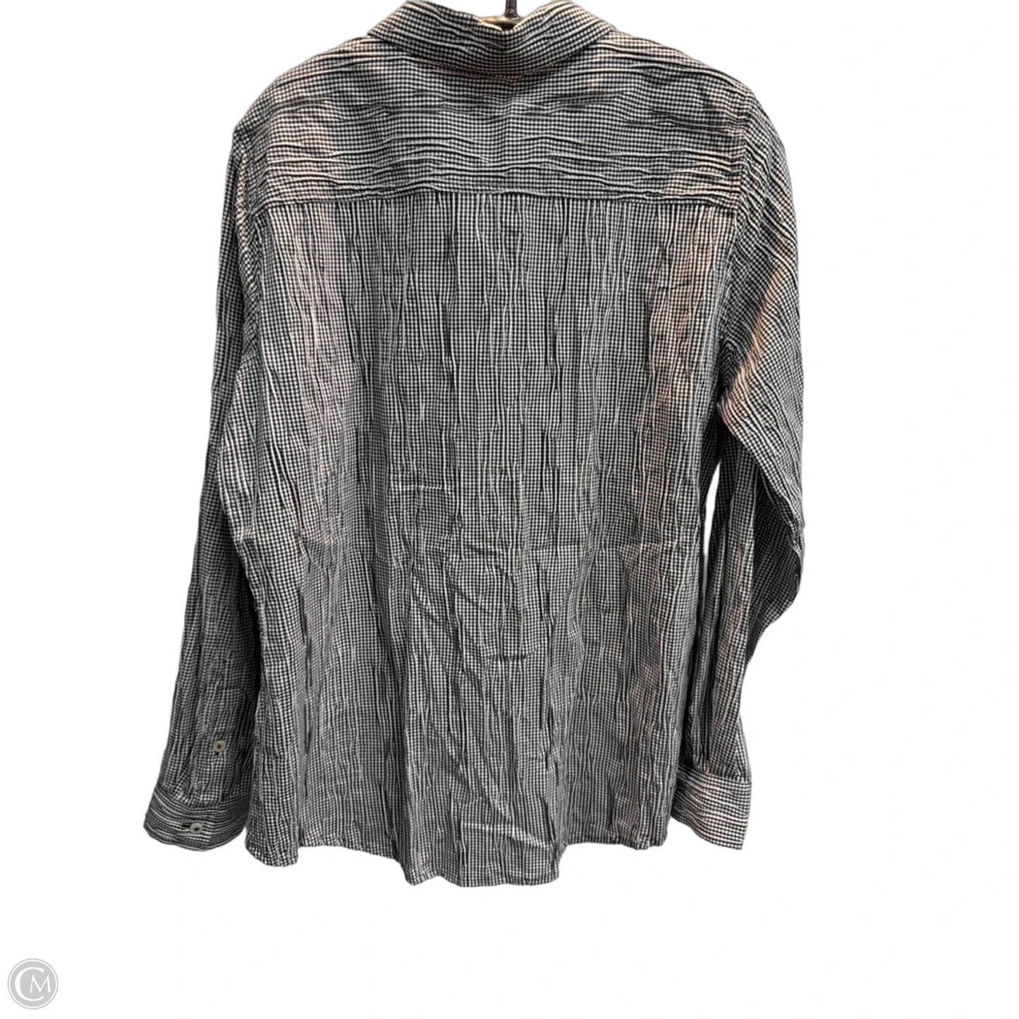 Blouse Long Sleeve By Foxcroft In Checkered Pattern, Size: M