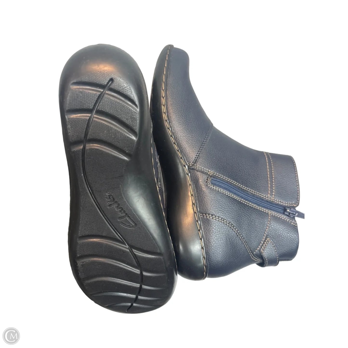 Boots Ankle Flats By Clarks In Navy, Size: 10