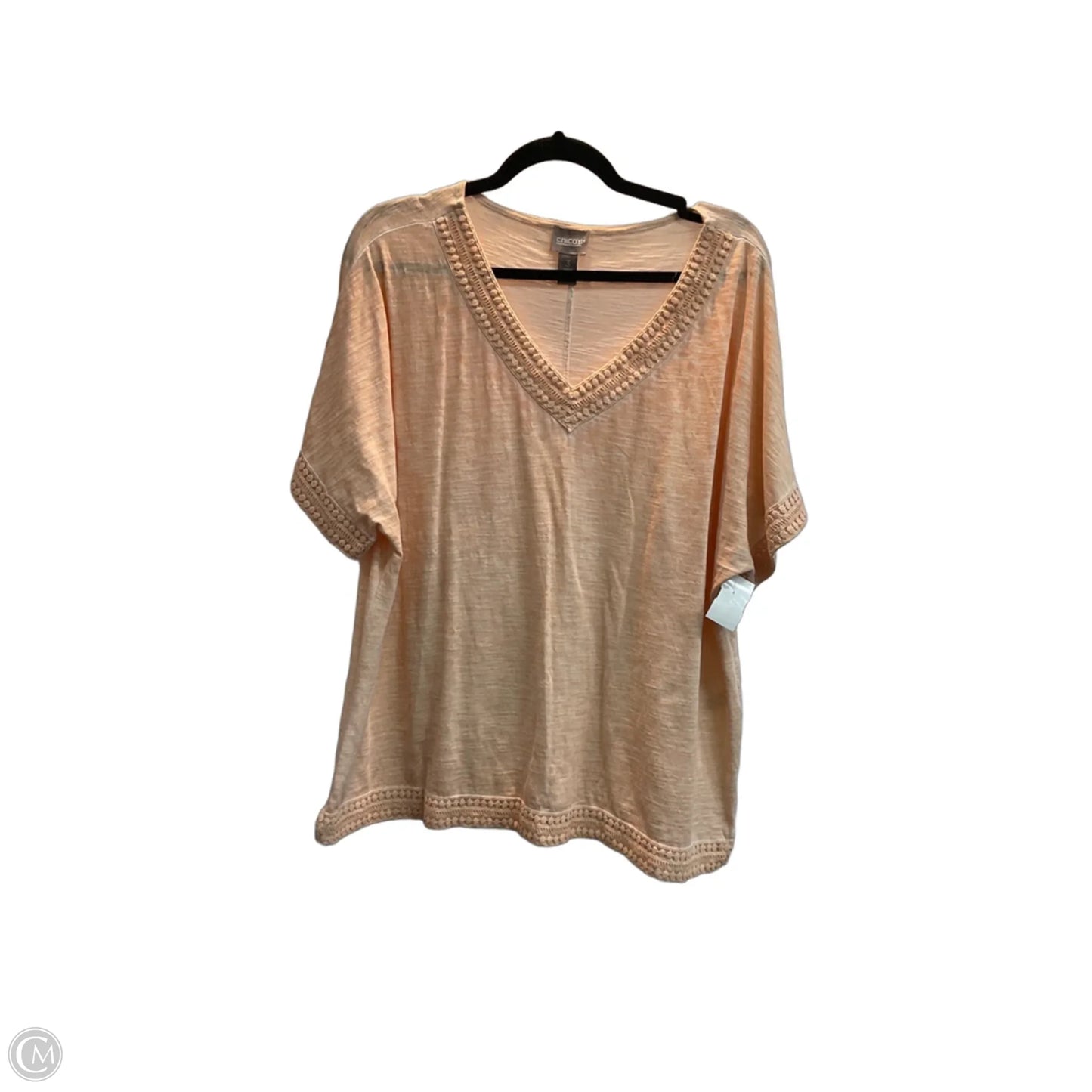 Top Short Sleeve By Chicos In Peach, Size: Xl