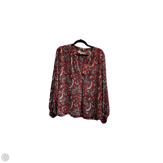 Blouse Long Sleeve By Loft In Paisley Print, Size: L