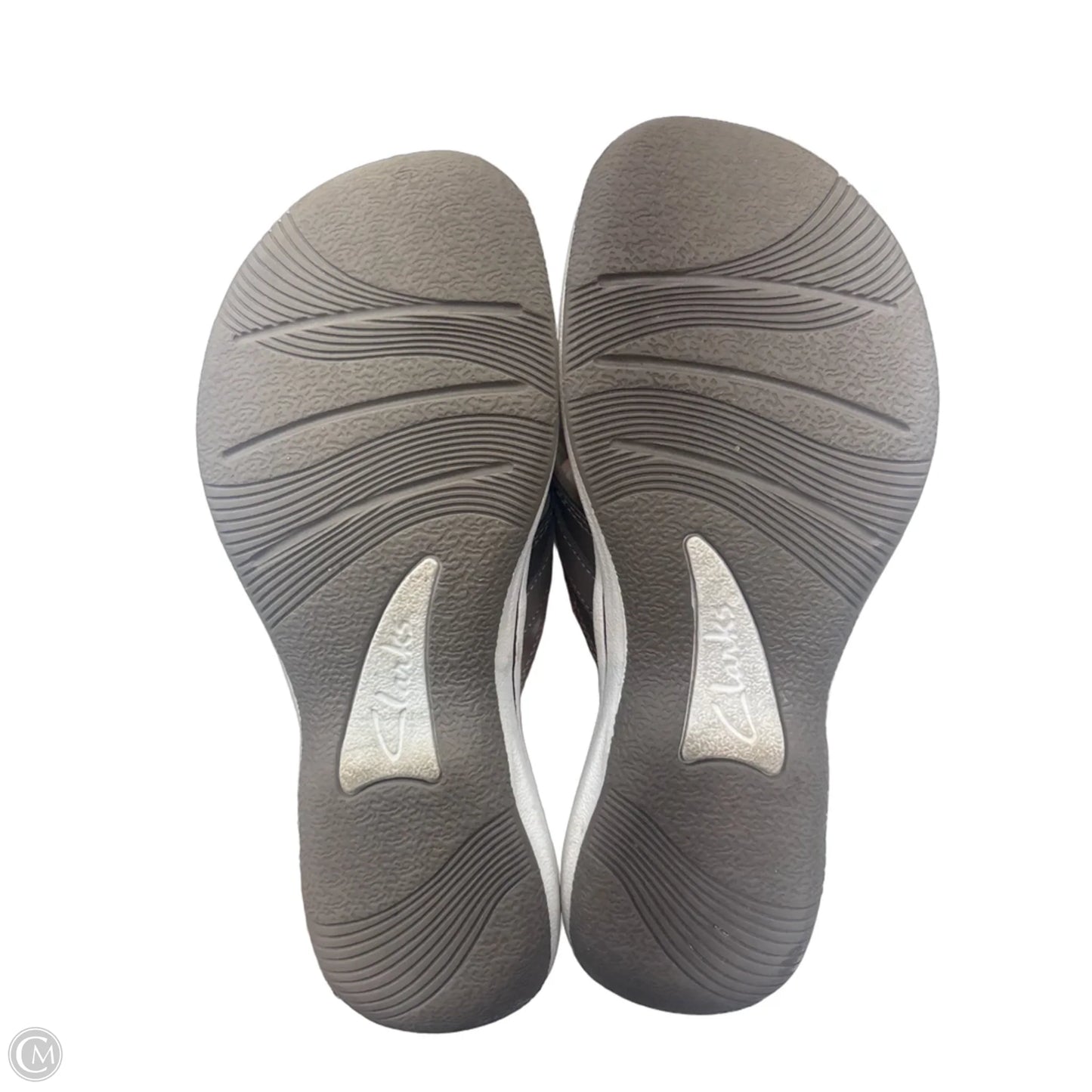 Sandals Flip Flops By Clarks In Silver, Size: 5