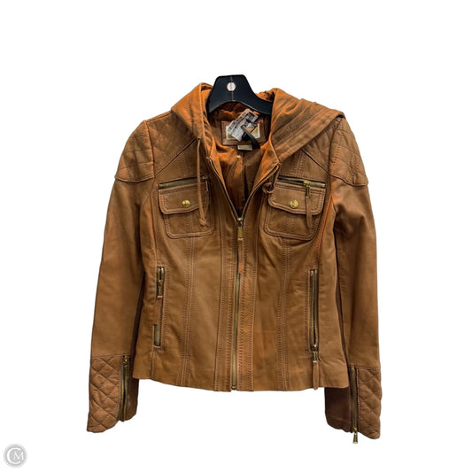 Jacket Leather By Michael By Michael Kors In Tan, Size: S