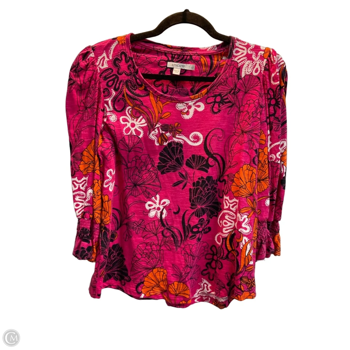 Top 3/4 Sleeve By Chicos In Pink, Size: M