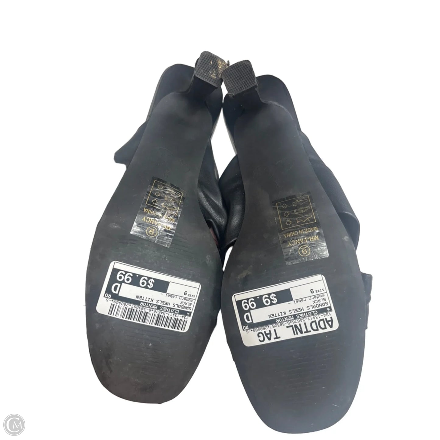 Sandals Heels Kitten By Clothes Mentor In Black, Size: 9