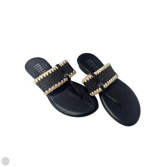 Sandals Flip Flops By Italian Shoemakers In Black, Size: 6