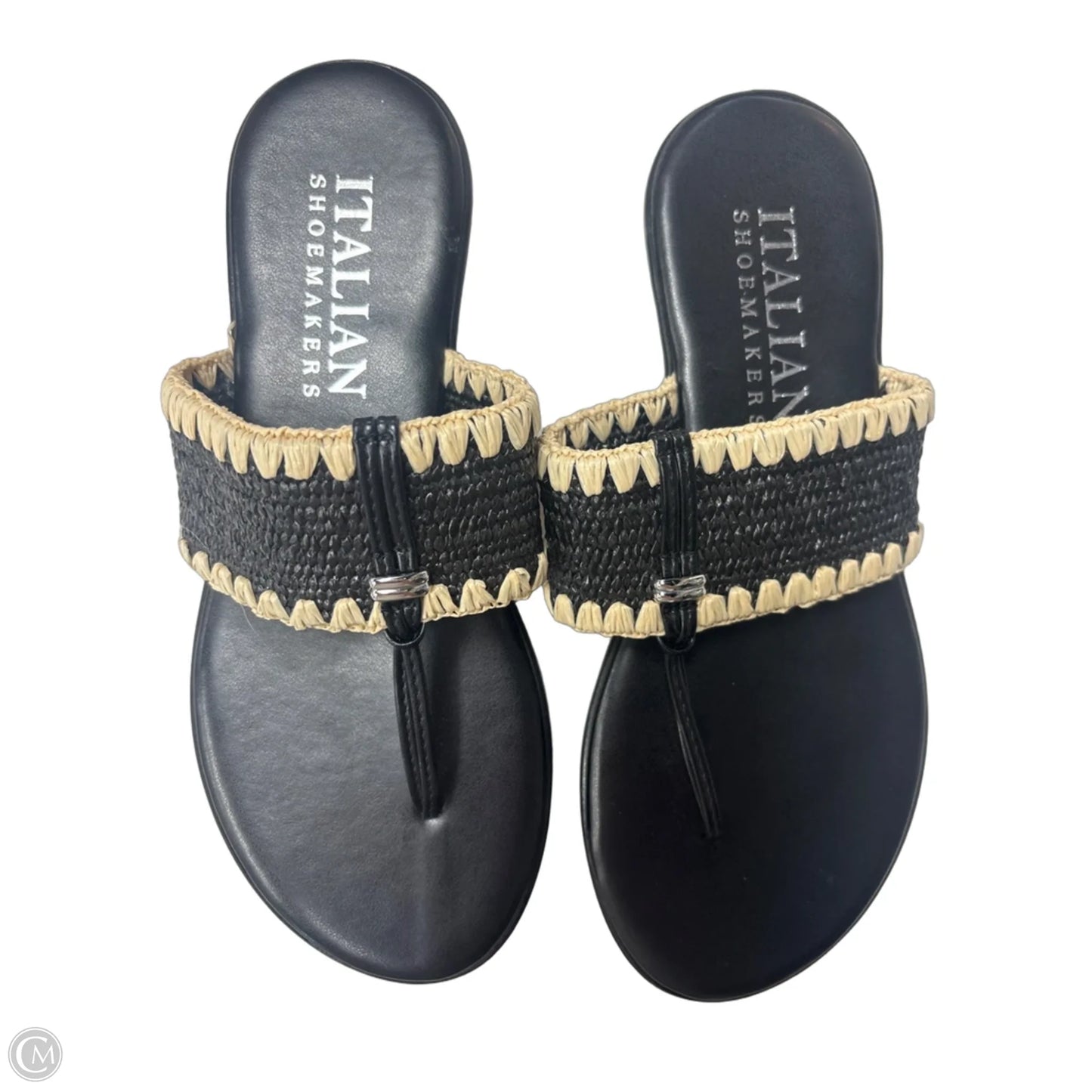 Sandals Flip Flops By Italian Shoemakers In Black, Size: 6