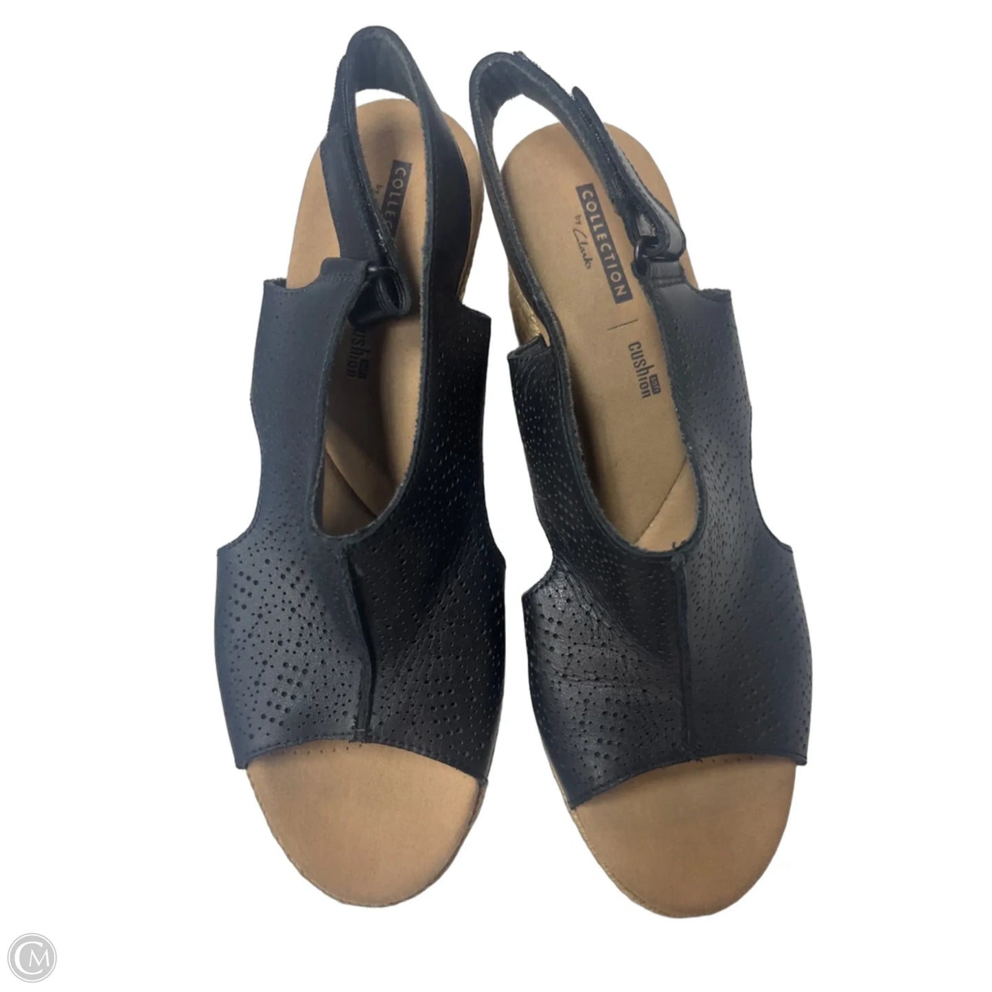 Sandals Heels Wedge By Clarks In Black, Size: 10
