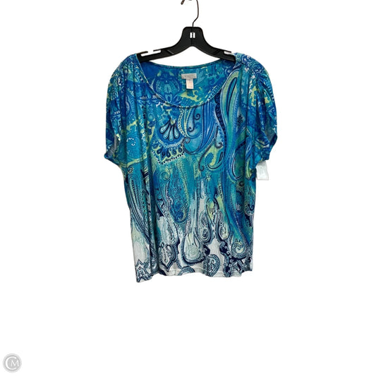 Top Short Sleeve Basic By Chicos In Paisley Print, Size: Xl